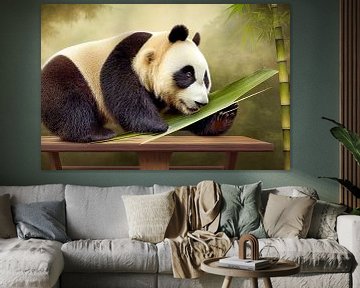 Panda eet bamboe Illustratie van Animaflora PicsStock