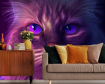 Portret van een kleurrijke kat Illustratie van Animaflora PicsStock