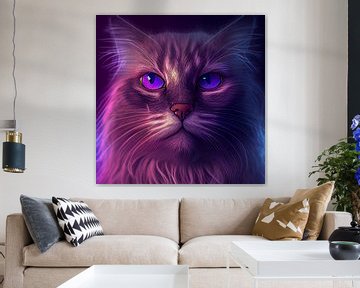 Portrait of a Colourful Cat Illustration by Animaflora PicsStock