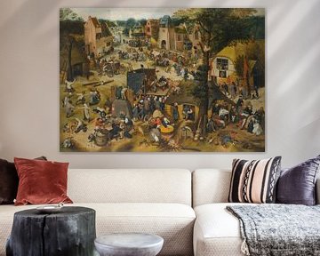 Een voorstelling van de klucht Een Cluyte Van Plaeyerwater, navolger van Pieter Brueghel de Oude, 15