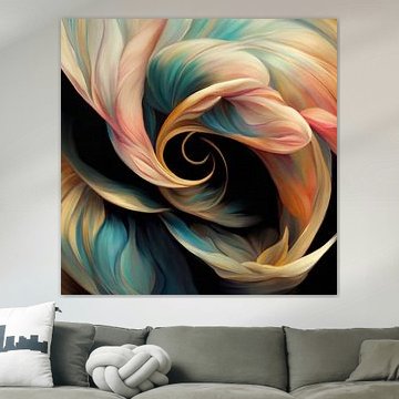 "Dancing with colour", abstract botanical painting by Studio Allee