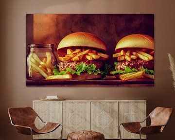Hamburger en friet Art Illustration van Animaflora PicsStock