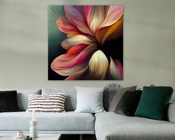 "Retro bloemen" abstract botanisch schilderij van Studio Allee