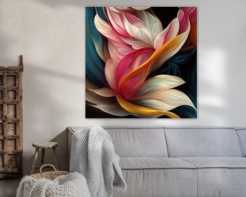 "Dancing with colour", abstract botanical painting by Studio Allee