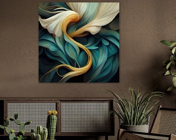 "Dancing with colour", abstract botanical painting by Studio Allee