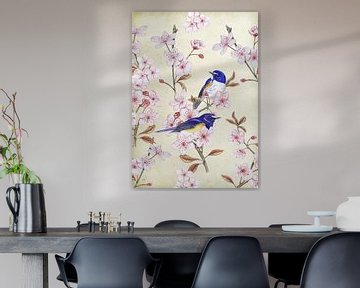 Japanese Bluebird on Japanese cherry by Jasper de Ruiter