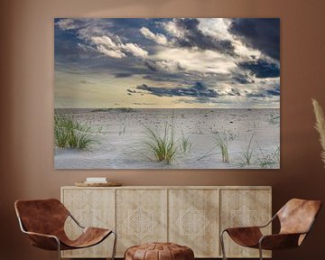 Plage Texel De Hors avec d'imposants nuages.