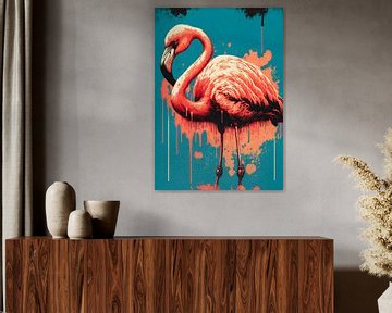 Flamingo als pop art van Roger VDB