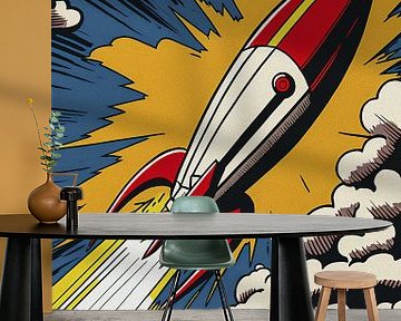 Zum Mond! Pop Art Rocket - Vintage-Poster nach Roy Lichtenstein von Roger VDB