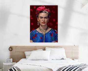 Frida - falling red rose petals van Digital Art Studio