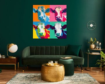 Pop art collage van een koe - in de stijl van Warhol van Roger VDB