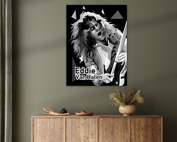 Erstaunliche Kunst Schwarz-weißer Sänger Eddie van Halen von miru arts