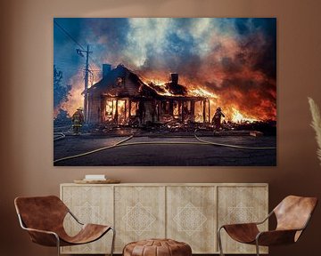 Brand in het huis, kunstillustratie van Animaflora PicsStock