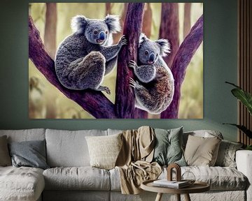 Koalas in a tree, illustration by Animaflora PicsStock