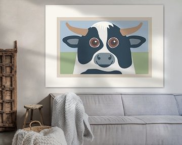 Blije Holstein Friesian koe in weiland van HEDYS ART
