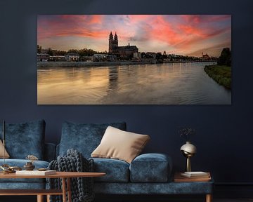 Magdeburg - Panorama im Sonnenuntergang