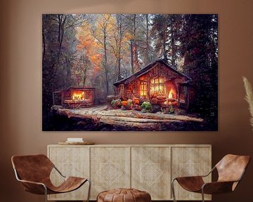 Gemälde Haus im Wald Kunst von Animaflora PicsStock