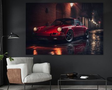 Red Porsche 911 in the night by Zeger Knops