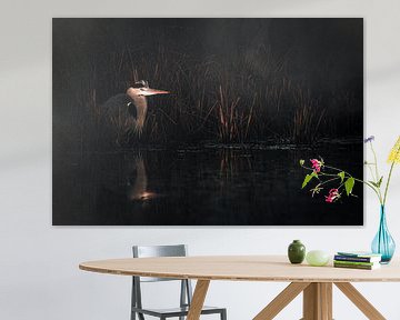 Heron at a reed bed by Dirk van Egmond