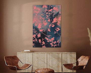 Impression botanique de cyanotype en rose et bleu sur Studio Allee