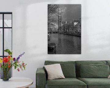 Westerkerk gezien vanaf de Prinsengracht in Amsterdam van Peter Bartelings