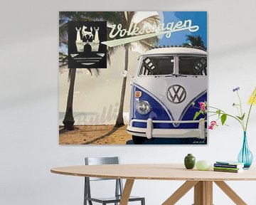 Volkswagen T1 Samba 1966 Bleu sur Ad Hermans