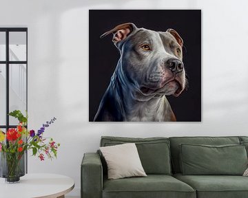 Portret van een Pitbull Terrier, generatieve ai illustratie van Animaflora PicsStock