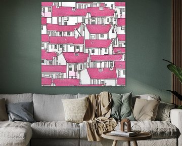 Roze daken van Lily van Riemsdijk - Art Prints with Color