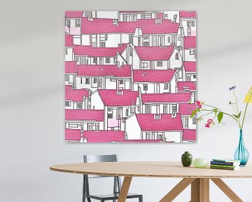 Roze daken van Lily van Riemsdijk - Art Prints with Color