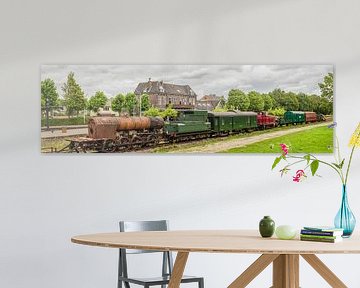 Panorama oude Treinstellen op Station Simpelveld in Zuid - Limburg van John Kreukniet