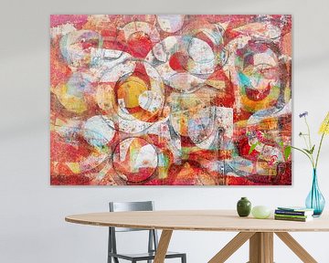 Peinture abstraite en rouge sur Lida Bruinen