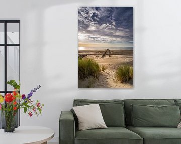 Zonsondergang aan het strand van Oostkapelle van Jolanda Bosselaar