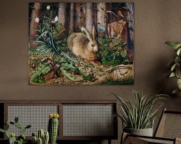 A hare in the woods by Hans Hoffmann.