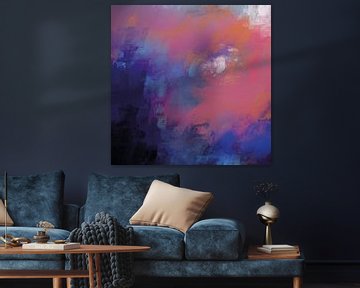 Abstract in roze, oranje en blauw van Studio Allee