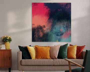 Abstract schilderij: "Moving pink and blue" van Studio Allee