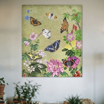 Schmetterlinge fliegen durch ein Meer von Blumen