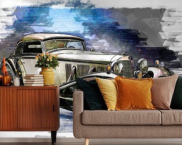 Mercedes Benz vintage car (watercolour paint)