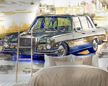 Mercedes Benz vintage car (watercolour paint).