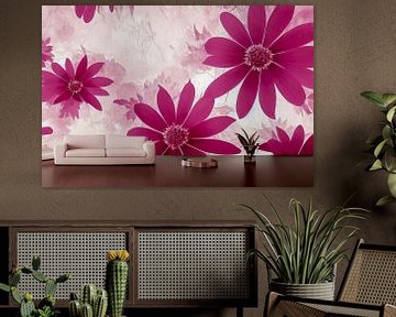 Moderne Woonkamer van Bloemen Behang