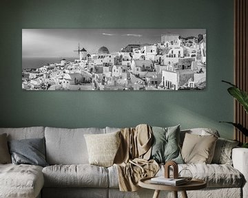 Village of Oia on the island of Santorini in Greece in black and white. by Manfred Voss, Black-White Photography