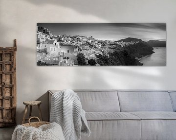 Santorini in Greece in the morning in black and white . by Manfred Voss, Black-White Photography