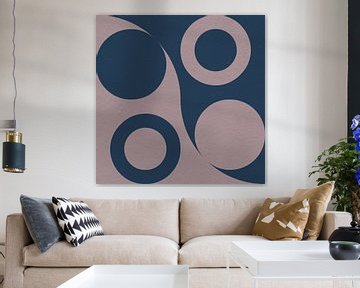 Moderne abstracte minimalistische kunst met geometrische vormen in blauw en roze