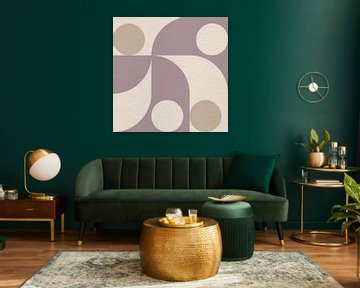 Moderne abstracte minimalistische kunst met geometrische vormen in beige, roze en wit van Dina Dankers