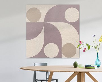 Moderne abstracte minimalistische kunst met geometrische vormen in beige, roze en wit van Dina Dankers