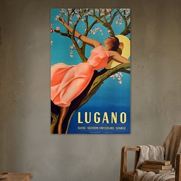 Gino Boccasile, Reiseplakat Lugano Suisse Südschweiz Schweiz, 1939 von Atelier Liesjes