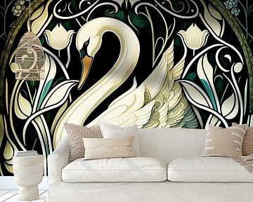 Art nouveau swan by Elles Rijsdijk