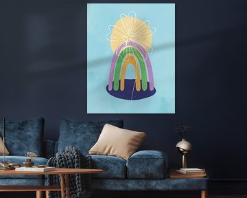 Abstract schilderij van een regenboog van Tanja Udelhofen