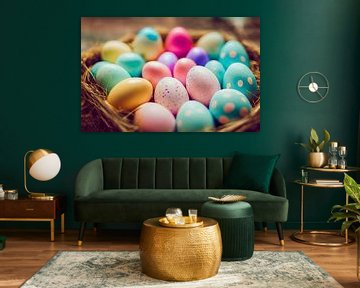 Buntes Osternest mit Eiern Illustration von Animaflora PicsStock