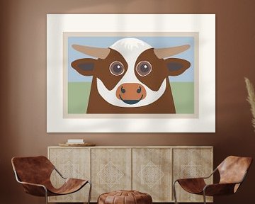 Blije bruine Blaarkop koe van HEDYS ART