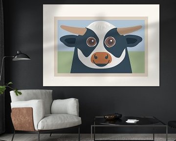 Blije zwart-wiite Blaarkop koe van HEDYS ART
